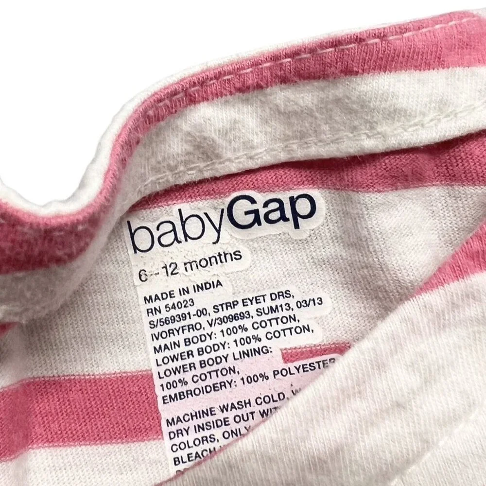 Baby Gap 6-12m Pink Striped Eyelet Tunic